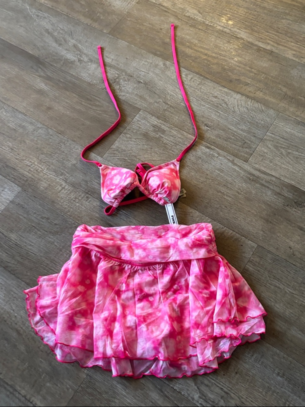 PINK Victoria's Secret Pink Ombre Bikini Top with Logo Charm